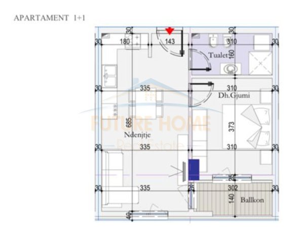 Shitet, Apartament 1+1, Tirana Entry, prane Casa Italia 72,000 €