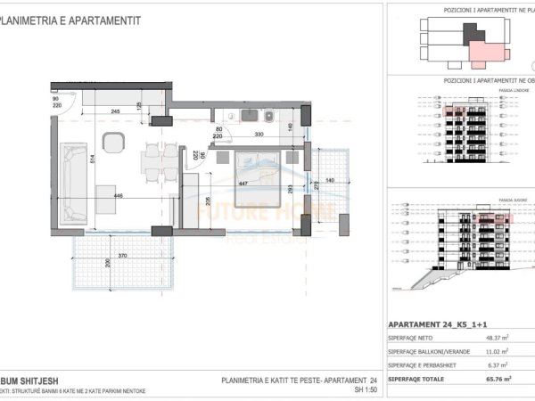 Shitet, Apartament 1+1,Rezidenca Ares 5,Sarande.RV38424