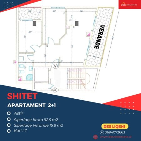 Shitet apartament 2+1 ne Astir, Tirane