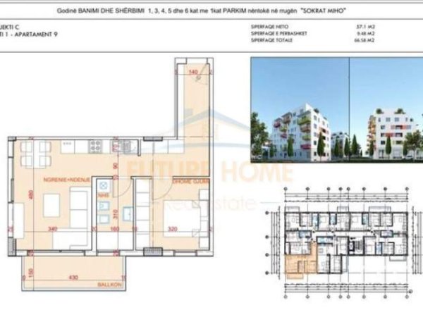 Tirane, shes apartament 1+1 Kati 1, 73 m² 107.000 Euro (Don Bosko)