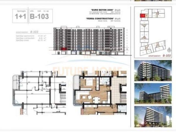 Tirane, shes apartament 1+1 Kati 1, 65 m² 89000Euro (Don Bosko)
