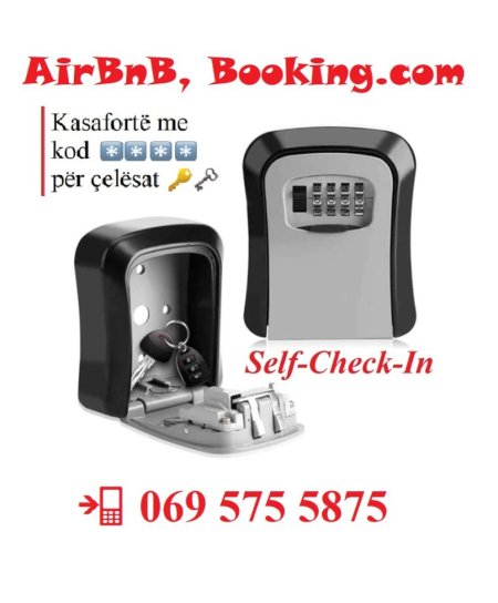 LOCK BOX për ÇELSAT METALIKE; Kod 4-shifra (Airbnb, Booking)