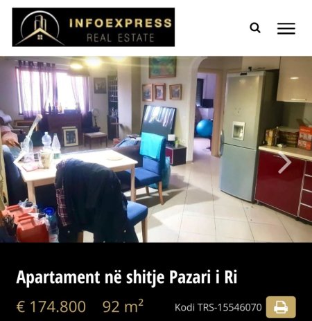 Apartament 2+1 ne shitje Pazari i Ri 174.800€
