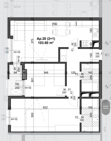 Apartament Special 2+1 104m² + Poste Parkim kati -1, Cmimi 150,902 euro Total.