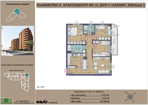 Shitet Apartament 3+1/Oasis residence/197 000 euro
