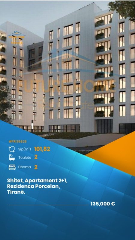 Shitet, Apartament 2+1, Rezidenca Porcelan, Tiranë.