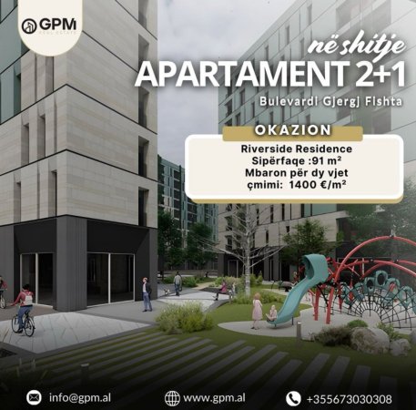 Okazion Shesim Apartament 2+1 tek Riverside Residence