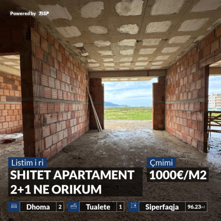 Orikum, shitet apartament 2+1 Kati 5, 96.23 m² 96,230 Euro (Orikum, Vlore)