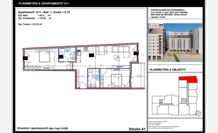 Tirane, shitet apartament 2+1, Kati 1, 112 m2 157,100 € (Dritan Hoxha)