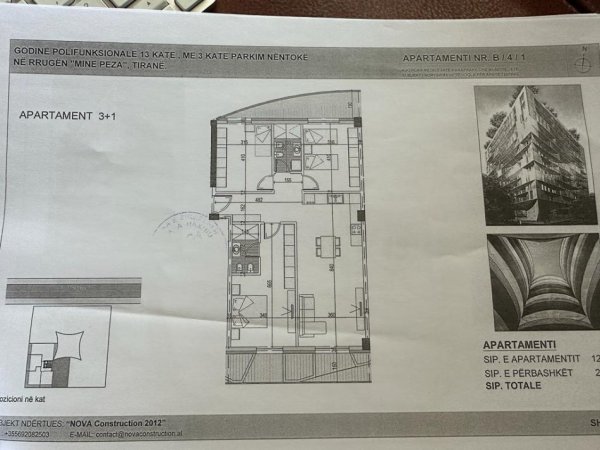 Tirane, shitet apartament 3+1+Ballkon, Kati 4, 152 m2 273,600 € (Mine Peza)