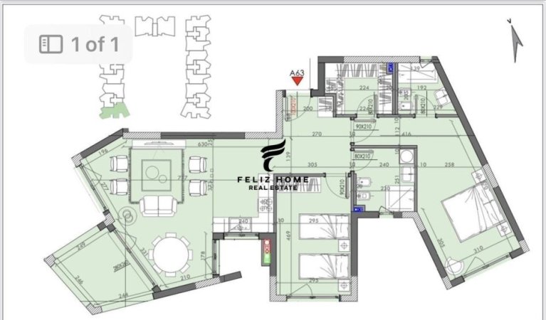 Tirane, shitet apartament 2+1, Kati 6, 129 m2 169,965 € (ISH FUSHA AVICIONIT)
