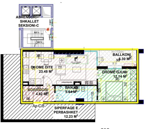 Tirane, shitet apartament 1+1, Kati 2, 75 m2 124,500 € (21 DHJETORI)