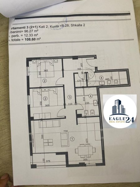 Tirane, shitet apartament 2+1, Kati 2, 108 m² 133,000 € (Ali Demi)