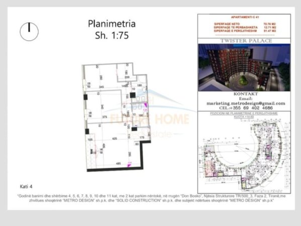 Tirane, shitet apartament 2+1, Kati 4, 92 m² 156,000 € (Don Bosko)