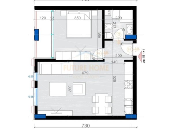 Tirane, shitet apartament 1+1, Kati 8, 66 m² 112,880 € (BULEVARDI I RI)