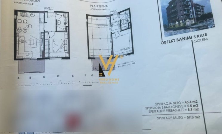 Golem, shitet apartament 1+1+Ballkon, Kati 1, 60 m² 71,800 € (GOLEM)