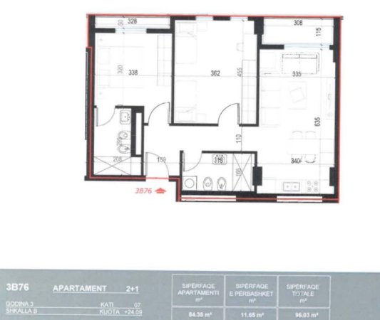 Tirane, shitet apartament 2+1, Kati 2, 96 m² (Univers City)