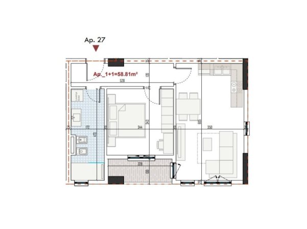 Tirane, shes apartament 1+1+Ballkon, Kati 4, 67 m² 73,700 € (paskuqan)
