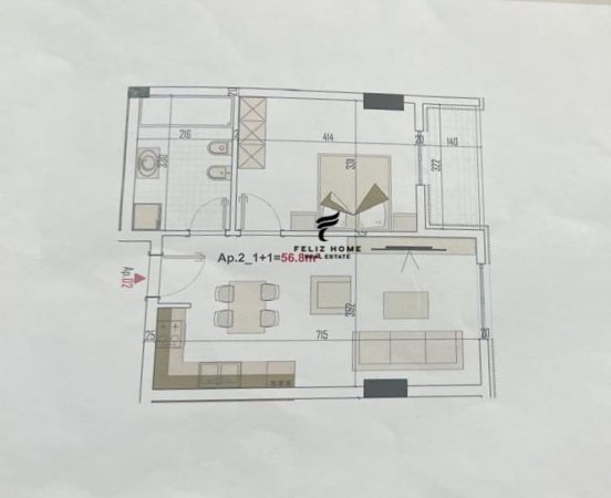 Tirane, shitet apartament 1+1, Kati 4, 56 m² 65,000 € (PASKUQAN)