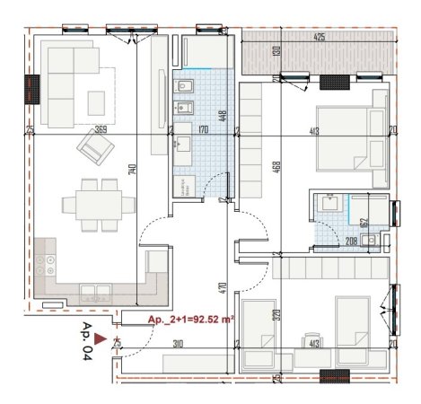 Shqiperi, shes apartament 2+1, Kati 1, 107 m² 101,517 € (Paskuqan)