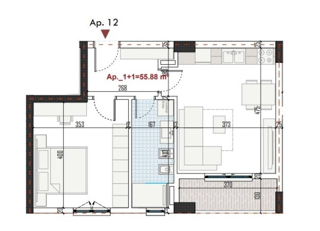 Tirane, shes apartament 1+1, Kati 2, 56 m² 55,880 € (Paskuqan)