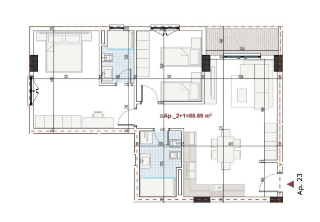 Tirane, shes apartament 2+1, Kati 4, 100 m² 100,130 € (Paskuqan)