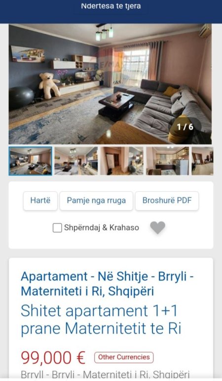 Tirane, shitet apartament 1+1, Kati 5, 67 m² 99,000 € (Materniteti i Ri te Bryli)