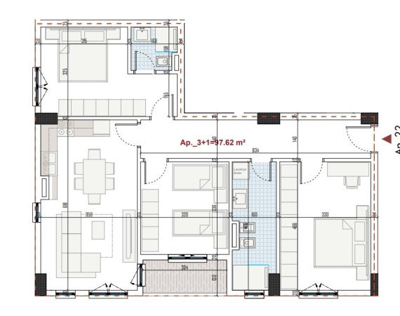 Tirane, shes apartament 3+1, Kati 4, 113 m² 124,300 € (Paskuqan)