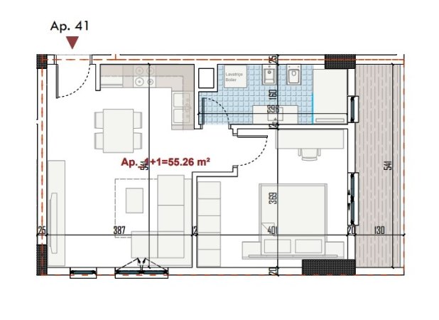 Tirane, shitet apartament 1+1, Kati 6, 64 m² 76,800 € (Paskuqan)