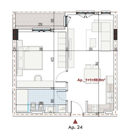 Tirane, shes apartament 1+1, Kati 4, 69 m² 75,900 € (Paskuqan)