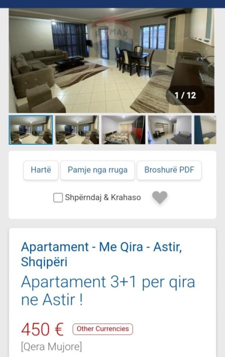 Tirane, jepet me qera apartament 3+1+Ballkon, Kati 10, 140 m² 451 € (Astir)