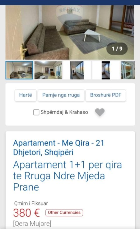 Tirane, jepet me qera apartament 1+1, Kati 4, 50 m² 380 € (Ndre Mjeda 21 Dhjetori)