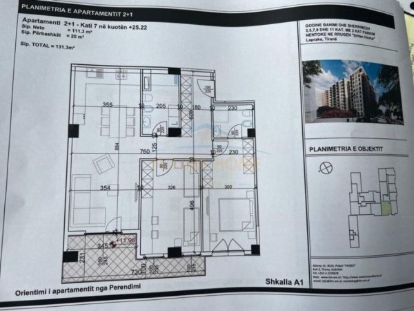 Tirane, shitet apartament 2+1, Kati 7, 131 m² 177,255 € (LAPRAKE)