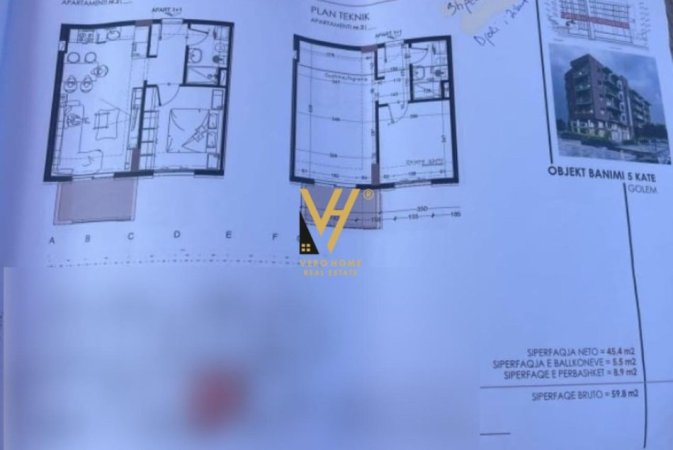 Golem, shitet apartament 1+1+Ballkon, Kati 3, 60 m² 71,760 € (GOLEM)