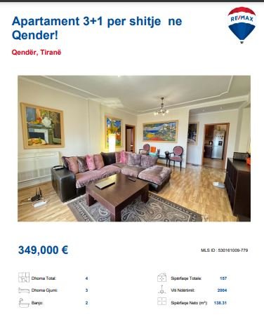 Tirane, shitet apartament 3+1, Kati 4, 139 m² 349,000 € (RRUGA E BARRIKADAVE)