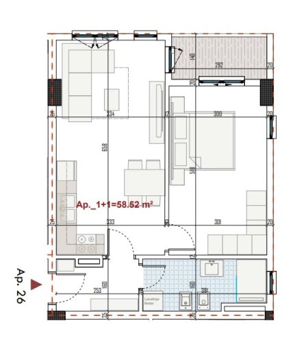 Tirane, shitet apartament 1+1, Kati 4, 68 m² 74.800 € (Paskuqan)