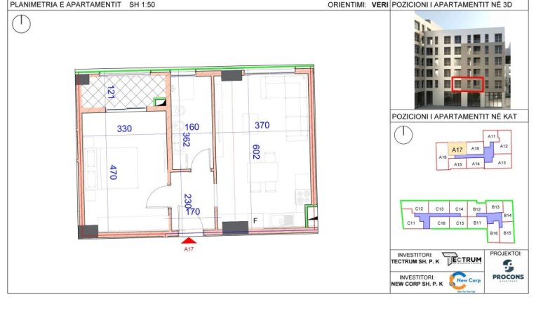 Tirane, shitet  apartament 1+1,Bulevardi i Ri, Kati 1, 125,800 €