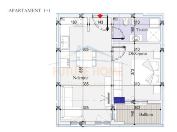 Tirane, shitet apartament 1+1, , 60 m² 75,000 € (Dogana)
