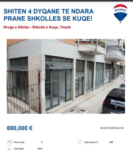 Tirane, shitet dyqan , , 590 m² 690,000 € (SHKOLLA E KUQE PAZAR I RI)