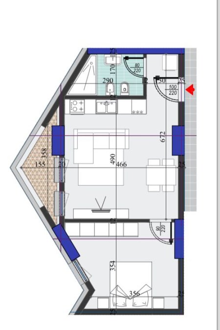 Tirane, shitet apartament 1+1, Kati 4, 72 m² 124,950 € (Laprake)