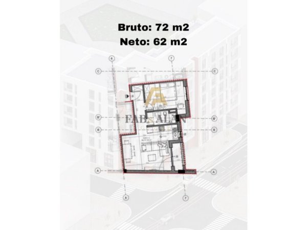 Tirane, shitet apartament 1+1, Kati 5, 72 m² 104,400 € (Siri Kodra)