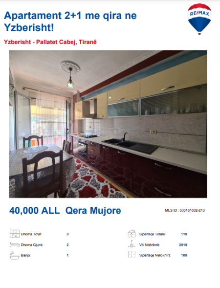 Tirane, jepet me qera apartament 2+1, Kati 8, 400 m² 400 € (PALLATET CABEJ)