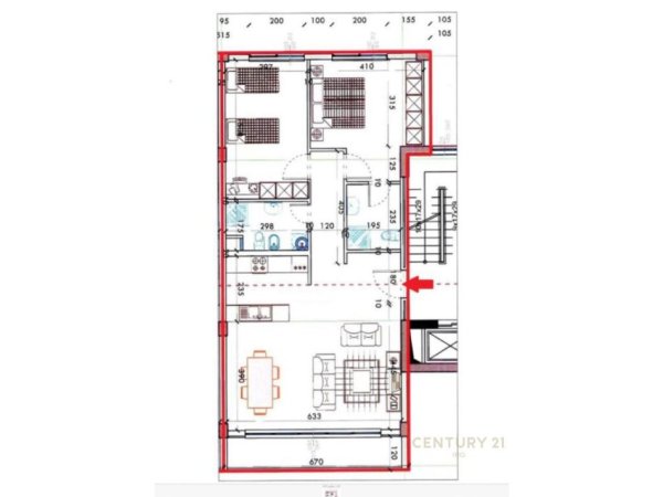 Tirane, jepet me qera apartament 2+1+Ballkon, Kati 2, 104 m² 1,500 € (Rezidenca Teg)