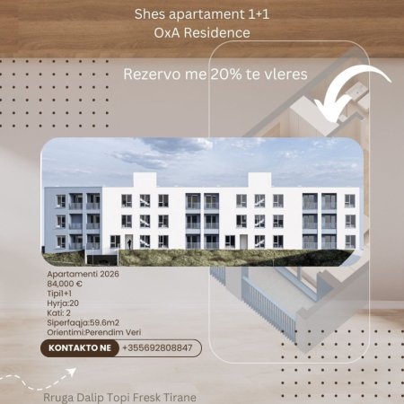 Tirane, shes apartament 1+1+Ballkon, Kati 2, 60 m² 84,000 € (Rruga Dalip Topi)