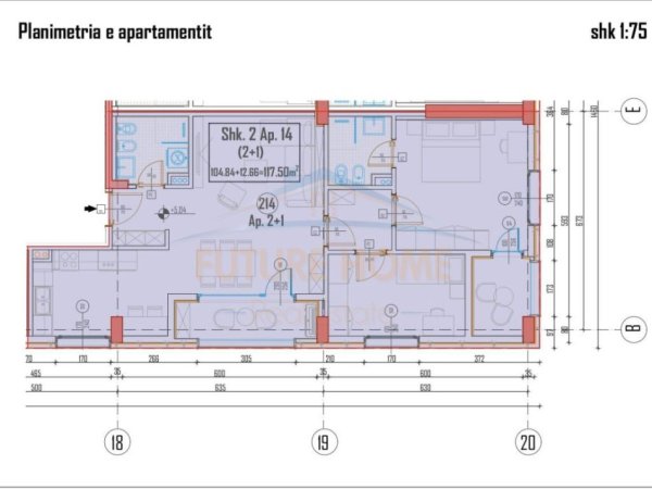 Tirane, jepet me qera apartament 2+1, Kati 1, 117 m² 146,875 € (DOGANA)