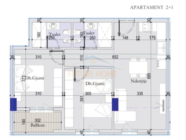 Tirane, shitet apartament 2+1, Kati 6, 86 m² 89,880 € 