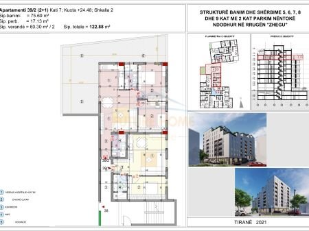 Tirane, shitet apartament 2+1, Kati 7, 123 m² 154,000 € (Alidemi)