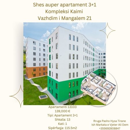 Shqiperi, shes apartament 3+1+Ballkon Kati 0, 115 m² 134,000 € (Rruga Pasho Hysa)