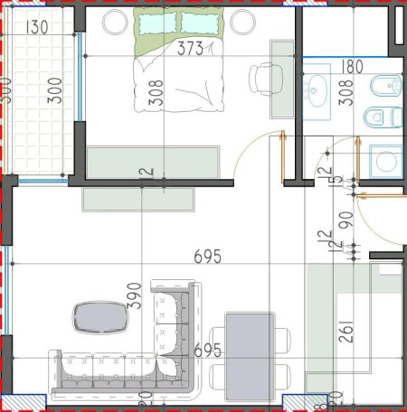 Tirane, shes apartament 1+1+Ballkon Kati 2, 62 m² 59,400 € (paskuqan)