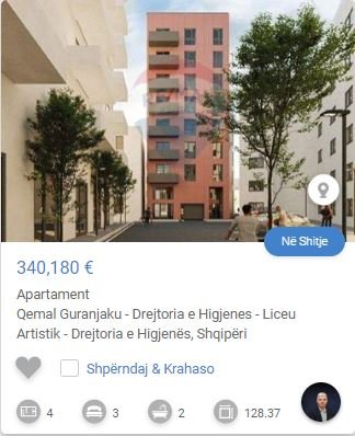 Tirane, shitet apartament 3+1+Aneks+Ballkon Kati 1, 109 m² 340,108 € (DREJTORIA E HIGJENES LICEU ARTISTIK)